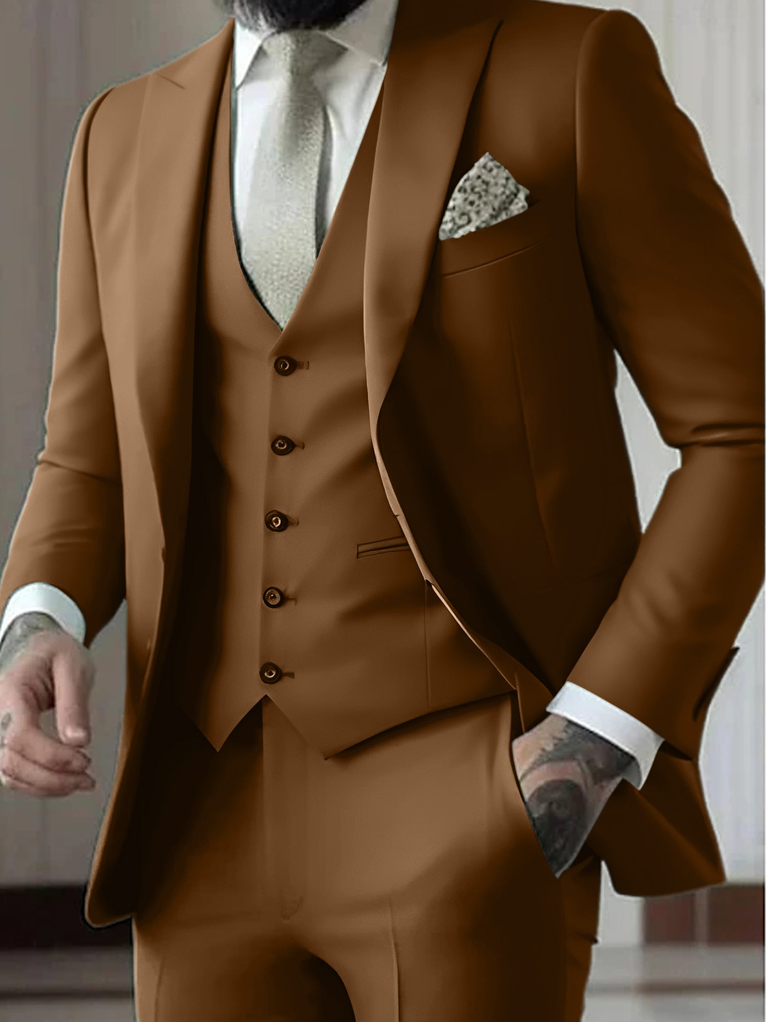 Men's  Tailored Fit Single Breasted One-button  3 Pieces Wedding Suits main image 0