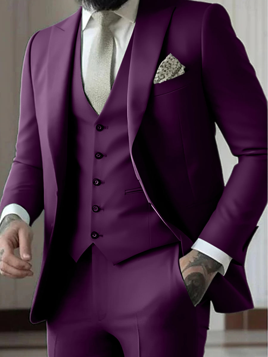Tailored Fit Single Breasted One-button 3 Pieces Striped Men's Wedding Suits