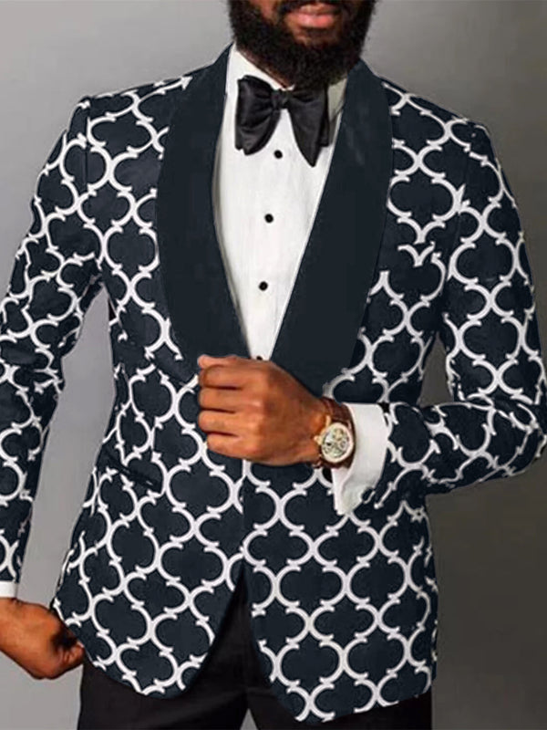 Men's Tailored Fit Checkered Single Breasted One-button Fashion Party Jacket
