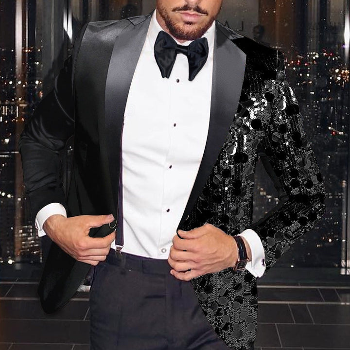 Men's Party Regular Tailored Fit Single Breasted One-button Sequin Disco Blazer Jacket