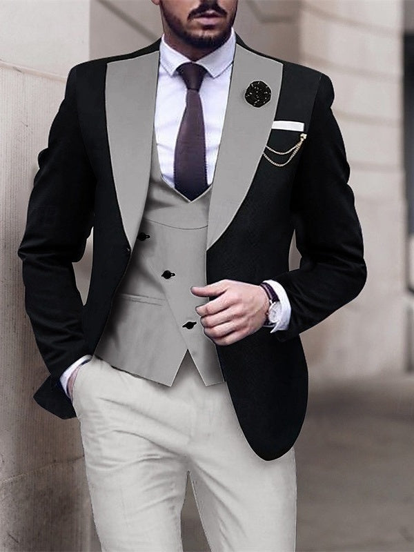 black prom dress with grey tux 9 Awesome Tuxedos and Suits for Prom -