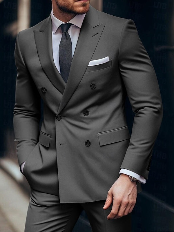 Men's Plus Size Daily Tailored Fit Double Breasted Six-buttons