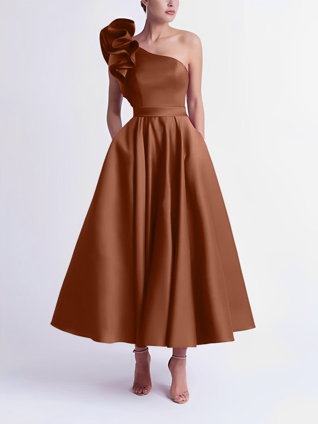 burnt orange tea length dress Burnt Orange Dresses for Weddings