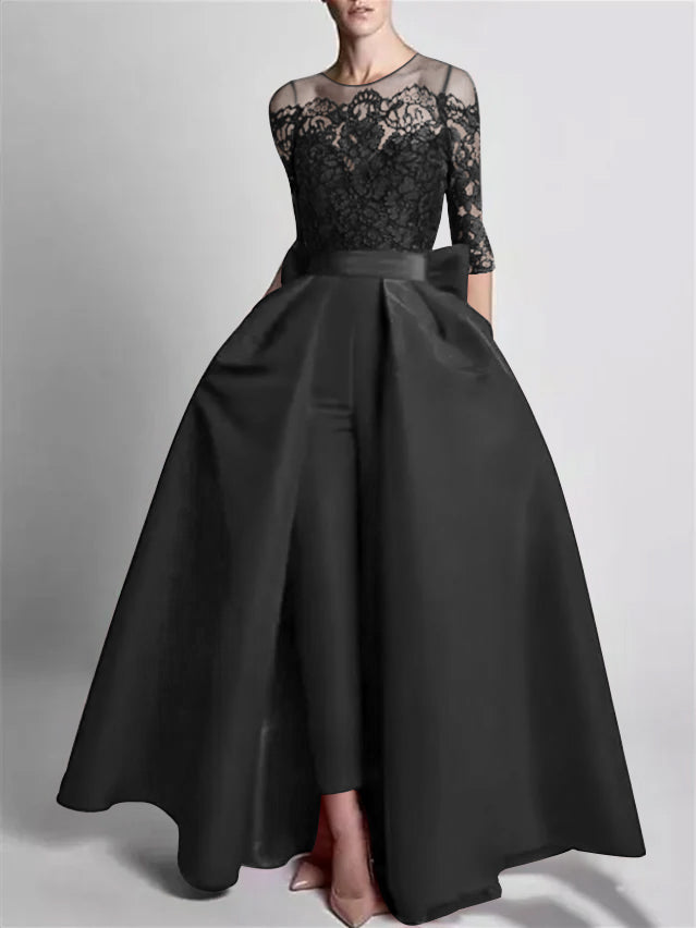 Jumpsuits Off-the-Shoulder 3/4 Length Sleeve Floor-Length Evening Dresses