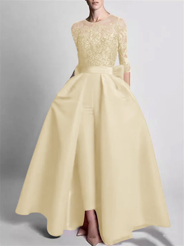 Jumpsuits Off-the-Shoulder 3/4 Length Sleeve Floor-Length Evening Dresses