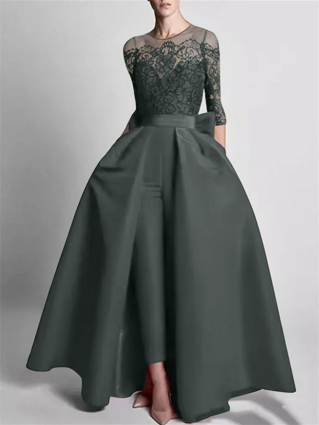Jumpsuits Off-the-Shoulder 3/4 Length Sleeve Floor-Length Evening Dresses