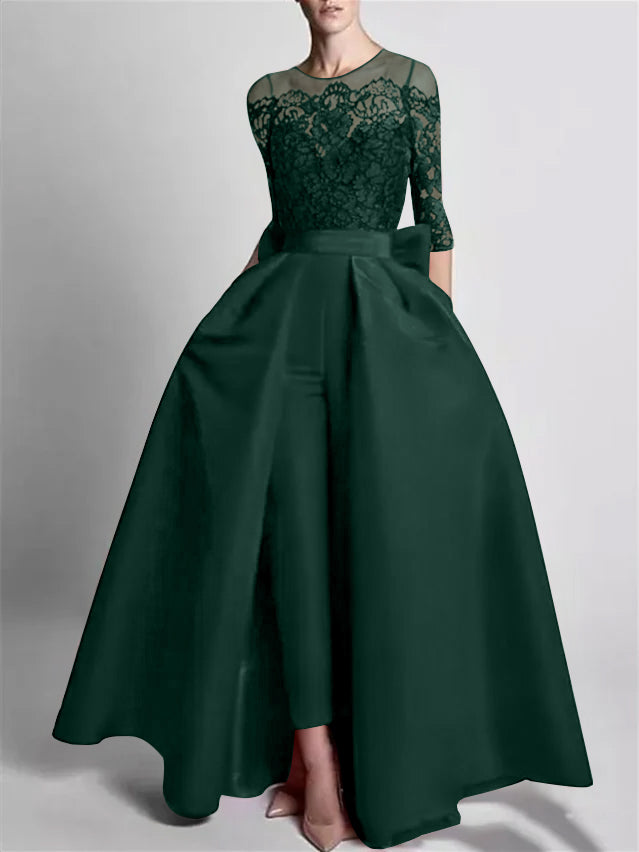 Jumpsuits Off-the-Shoulder 3/4 Length Sleeve Floor-Length Evening Dresses