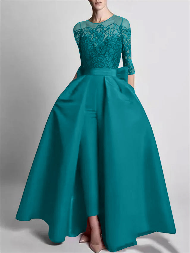 Jumpsuits Off-the-Shoulder 3/4 Length Sleeve Floor-Length Evening Dresses