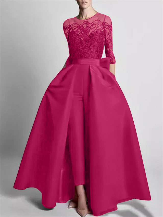 Jumpsuits Off-the-Shoulder 3/4 Length Sleeve Floor-Length Evening Dresses
