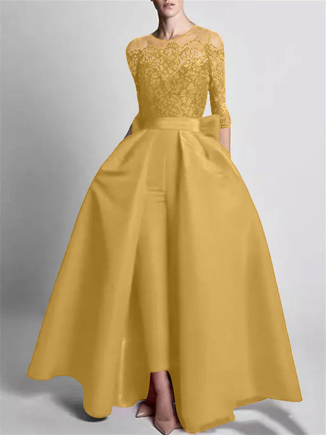 Jumpsuits Off-the-Shoulder 3/4 Length Sleeve Floor-Length Evening Dresses