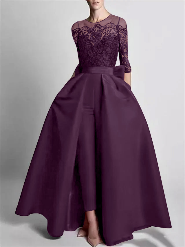Jumpsuits Off-the-Shoulder 3/4 Length Sleeve Floor-Length Evening Dresses