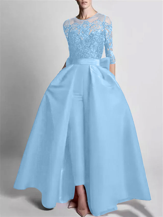Jumpsuits Off-the-Shoulder 3/4 Length Sleeve Floor-Length Evening Dresses