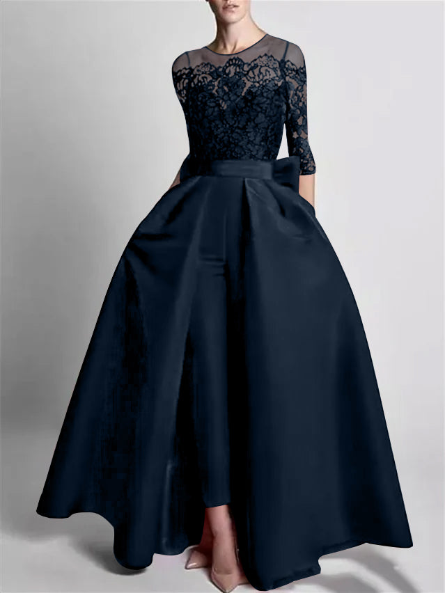 Jumpsuits Off-the-Shoulder 3/4 Length Sleeve Floor-Length Evening Dresses
