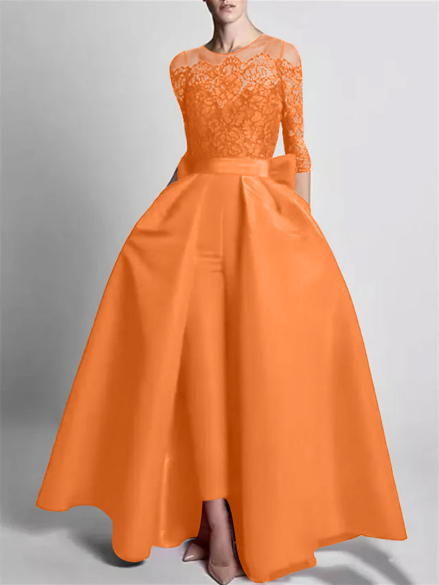 Jumpsuits Off-the-Shoulder 3/4 Length Sleeve Floor-Length Evening Dresses