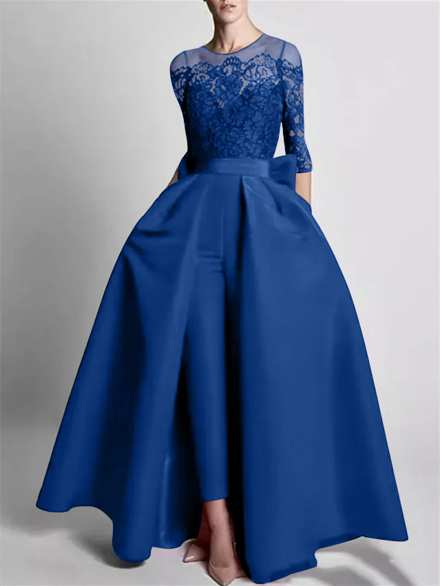 Jumpsuits Off-the-Shoulder 3/4 Length Sleeve Floor-Length Evening Dresses