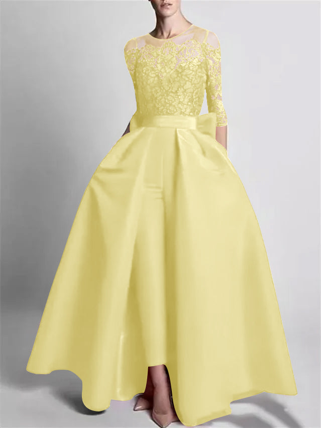 Jumpsuits Off-the-Shoulder 3/4 Length Sleeve Floor-Length Evening Dresses