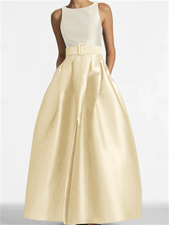 A-Line/Princess Scoop Sleeveless Floor-Length Mother of the Bride Dresses with Belt