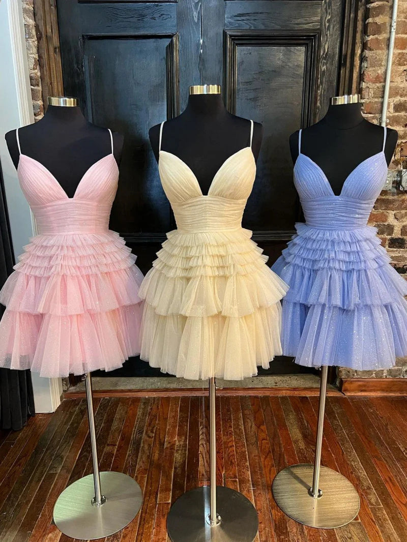 A-Line/Princess V-neck Off-the-Shoulder Sleeveless Short/Mini Party Dance Cocktail Homecoming Dress