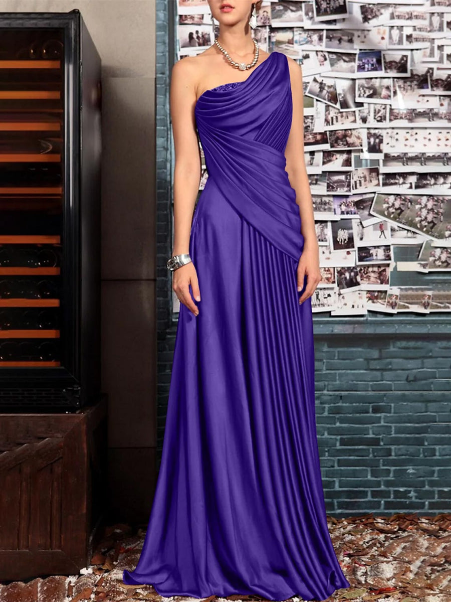 one shoulder sleeveless dress One-Shoulder Sleeveless Floral Dress Heavenly Blue / L (US 6)