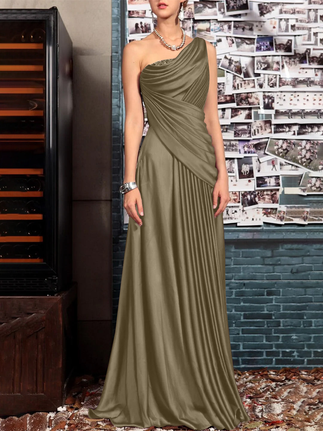 Sheath One Shoulder Sleeveless Floor Length Mother of the Bride