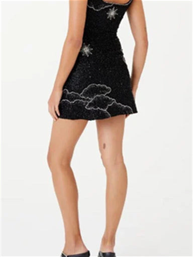 A Line/Princess Square Neck Sleeveless Short/Mini Midnight Homecoming Dress