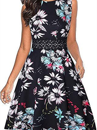 Short/Mini Polyester Scoop Neck Sleeveless Printing Women's Vintage Dresses