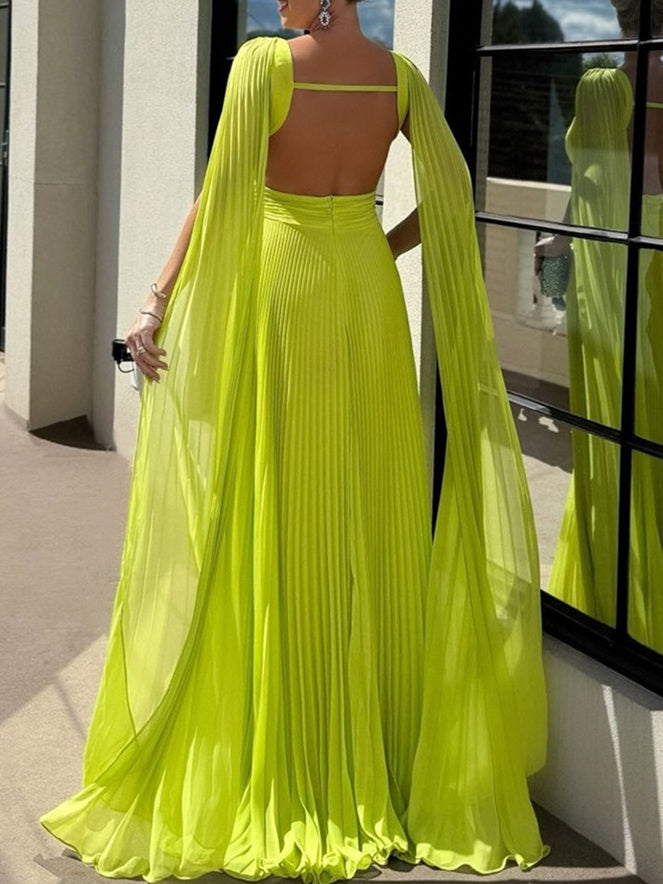 A-Line/Princess Scoop Neck Sleeveless Floor-Length Ruched Evening Dresses