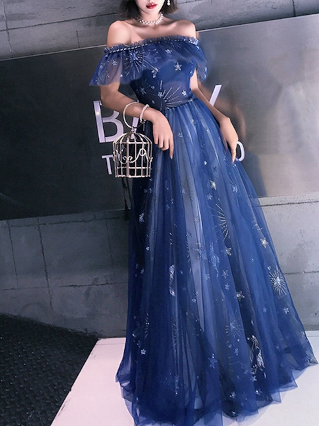 Women's Prom Dresses 2026 A-Line/Princess Off-the-Shoulder Short Sleeves Floor-Length Long Evening Ball Gowns With Tiered & Embroidery, S / Navy Blue Women's Prom Dresses 2026 A-Line/Princess Off-the-Shoulder Short Sleeves Floor-Length Long Evening Ball Gowns With Tiered & Embroidery, S / Navy Blue