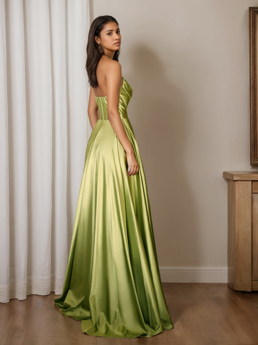 A-Line/Princess Strapless Sleeveless Floor-Length Evening Dress with Sequins