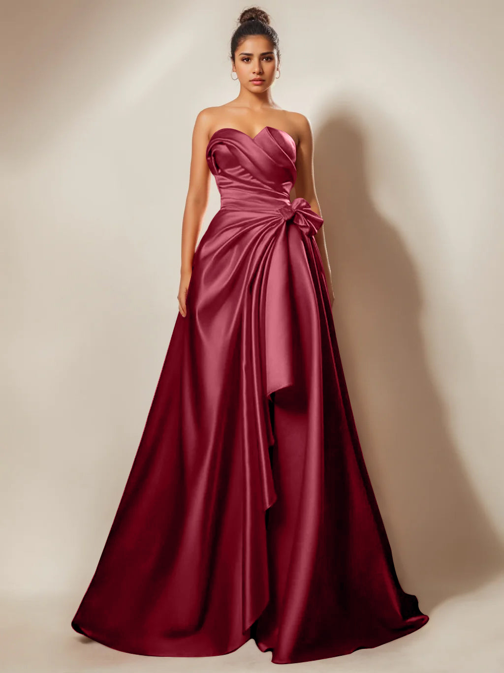 A-Line/Princess Strapless Sweetheart Floor-Length Prom Evening Dresses With Ruched & Split Side