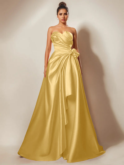 Prom Dresses Stores A-Line/Princess Strapless Sweetheart Floor-Length Prom Evening Dresses With Ruched & Split Side Formal Women's Dresses