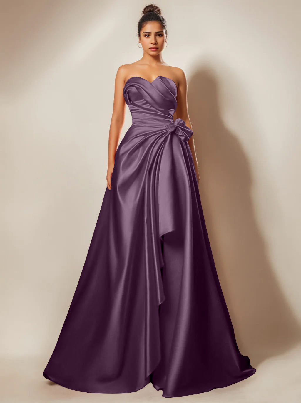 A-Line/Princess Strapless Sweetheart Floor-Length Prom Evening Dresses With Ruched & Split Side