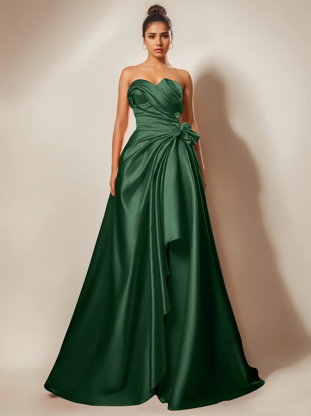 A-Line/Princess Strapless Sweetheart Floor-Length Prom Evening Dresses With Ruched & Split Side