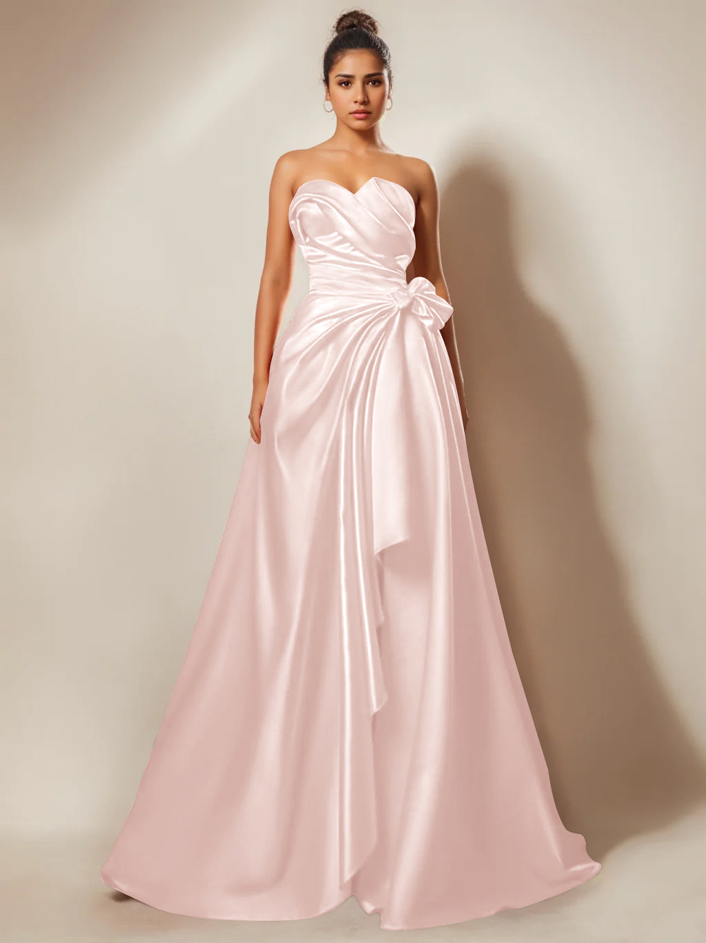 A-Line/Princess Strapless Sweetheart Floor-Length Prom Evening Dresses With Ruched & Split Side