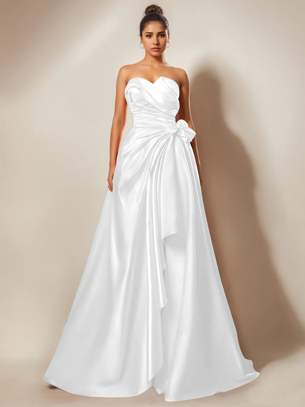 A-Line/Princess Strapless Sweetheart Floor-Length Prom Evening Dresses With Ruched & Split Side