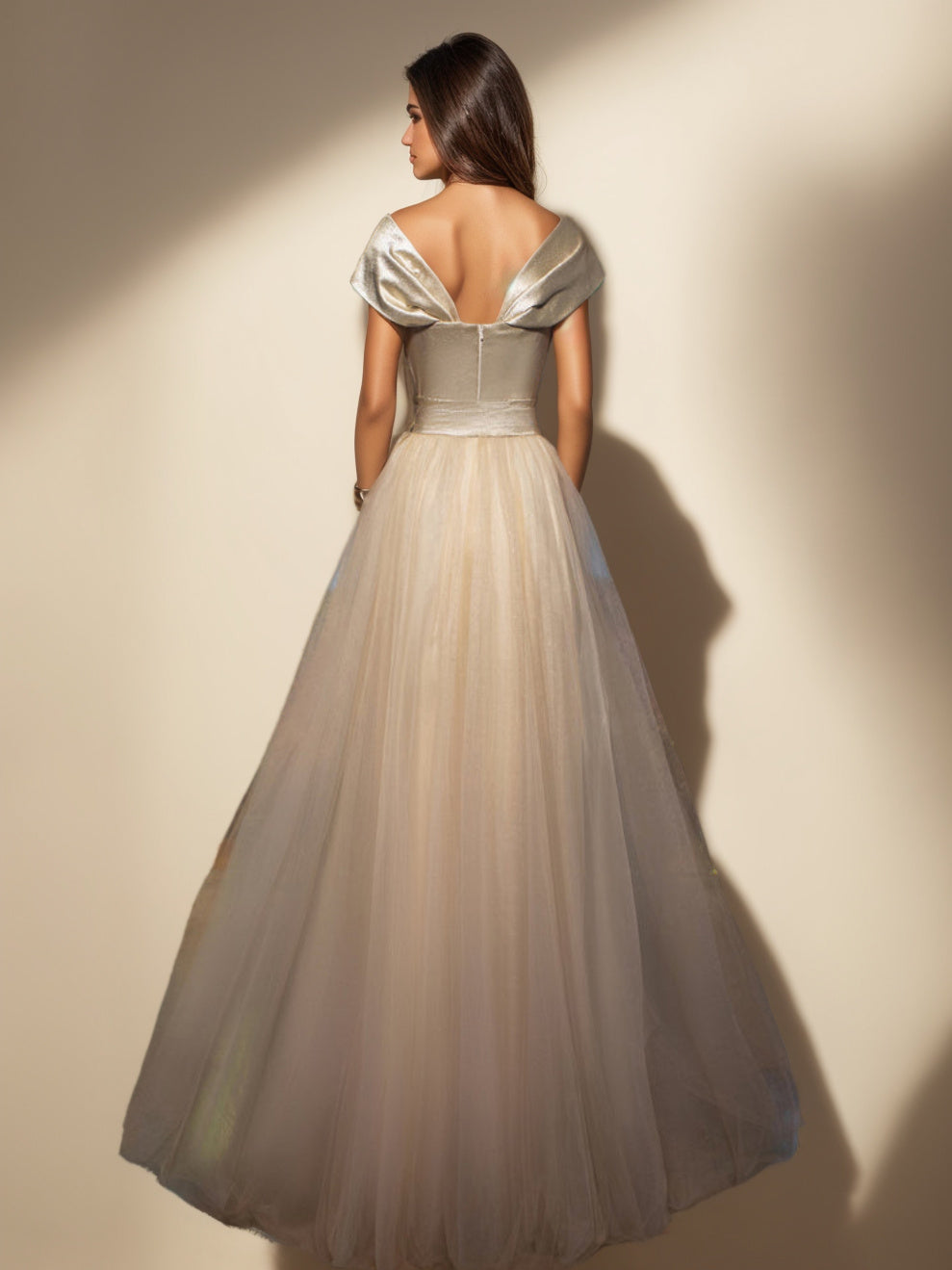 A-Line/Princess Sweetheart Off-the-Shoulder Sleeveless Floor-length Prom Evening Dresses with Split Slit & Bow