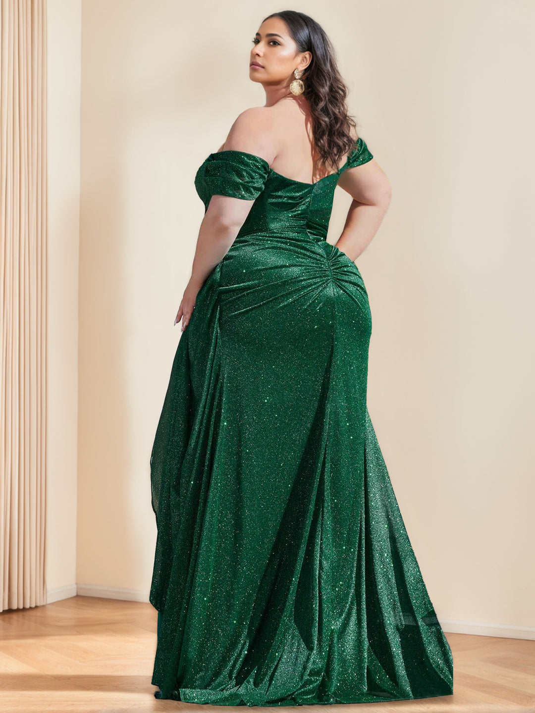 Mermaid/Trumpet Sweetheart Off-The-Shoulder Sleeveless Floor-Length Prom Evening Dresses with Sequins & Ruffles