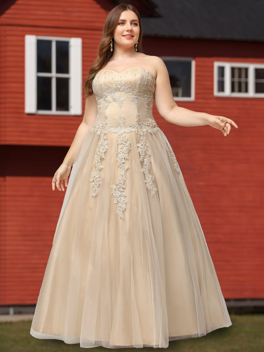Women's Tulle Prom Dresses Champagne 2026 A-Line Sweetheart Sleeveless Floor-Length Appliques Formal Wedding Guest Evening Gowns, Champagne Women's Tulle Prom Dresses Champagne 2026 A-Line Sweetheart Sleeveless Floor-Length Appliques Formal Wedding Guest Evening Gowns, Champagne
