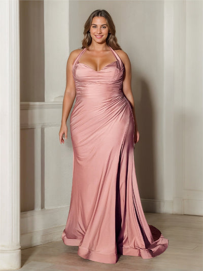 Elegant Dusty Sage Long Floor Length Plus Size Prom Dresses main image 1