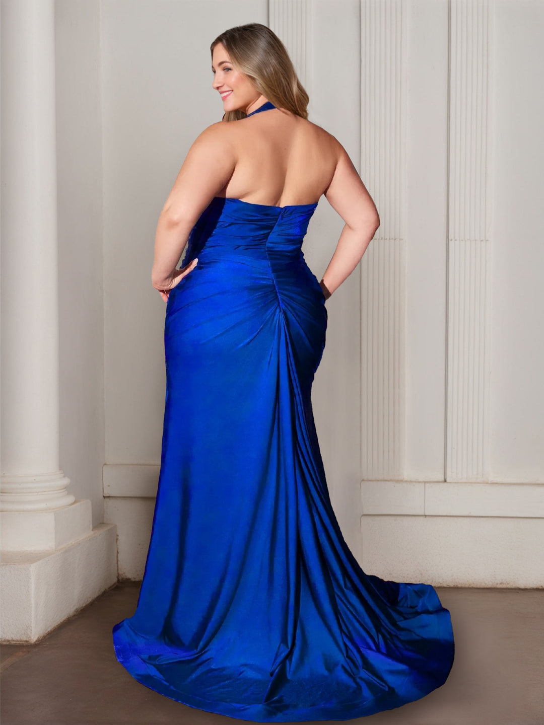 Trumpet/Mermaid Halter Sweetheart Neckline Sleeveless Floor-Length Plu - Mondressy Trumpet/Mermaid Halter Sweetheart Neckline Sleeveless Floor-Length Plu - Mondressy