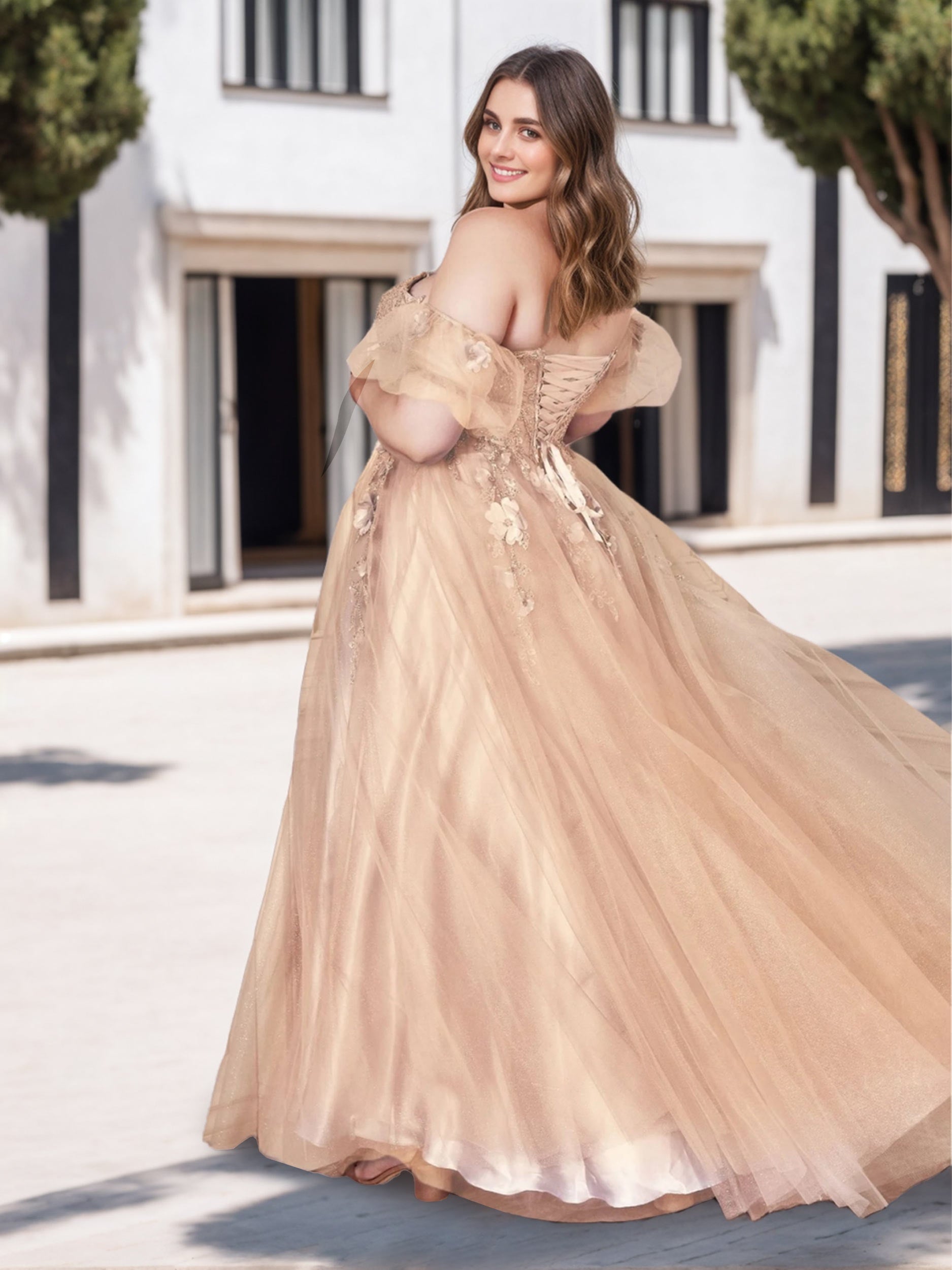 Ball Gown Strapless Sleeveless Floor-Length Plus Size Tulle Prom