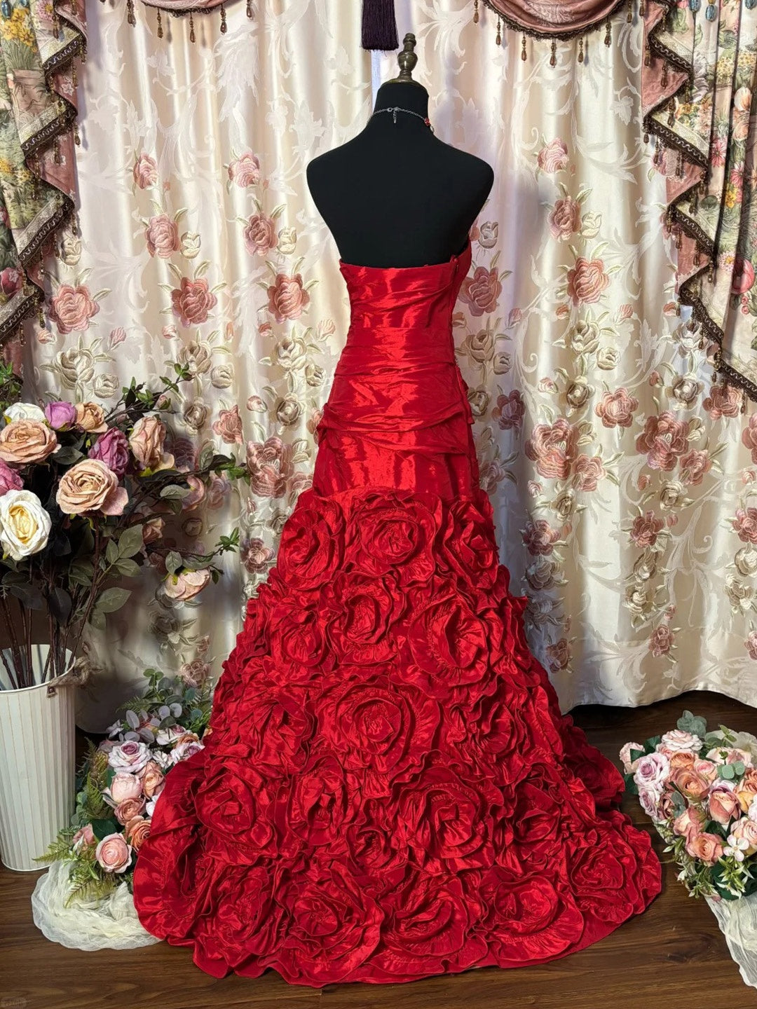 red prom princess dress Red Maroon Princess Ball Gown Tulle Wedding Dress Red Prom Dress
