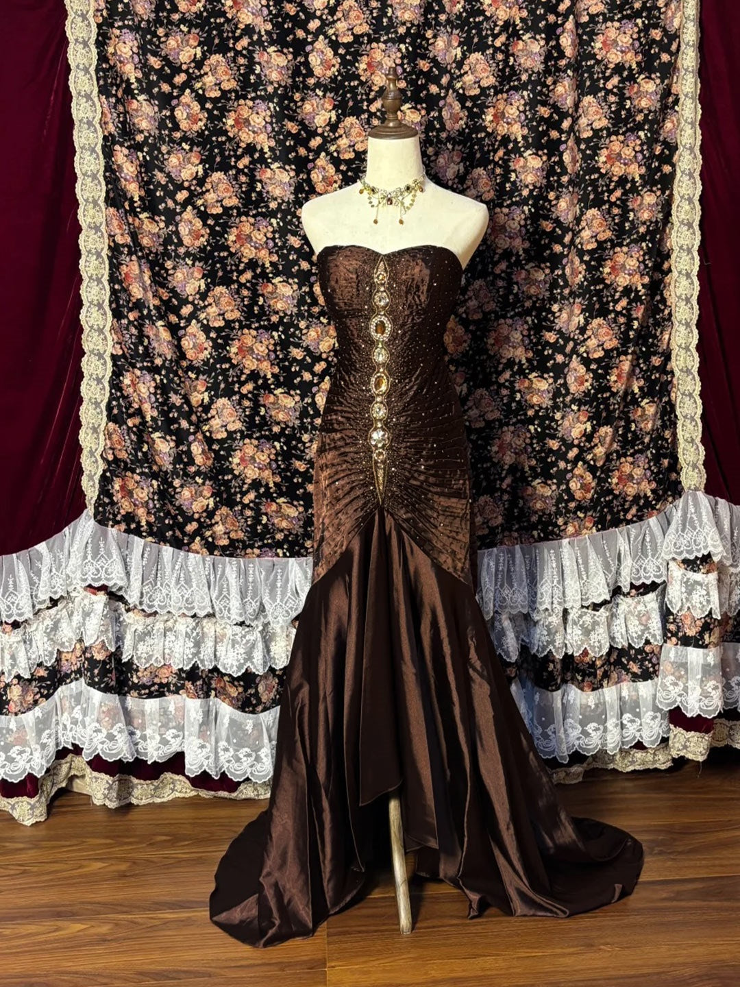 Asymmetrical Prom Dresses Chocolate A-Line/Princess Sweetheart Sleeveless Formal Evening Ball Gowns with Ruffles & Sequins, Chocolate