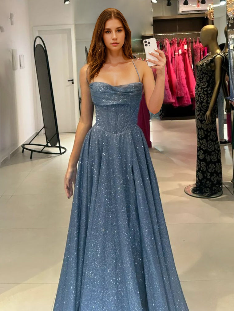 Glitter Sequins Prom Dresses 2026 Women's A-Line/Princess Spaghetti Straps Sleeveless Floor-Length Formal Evening Ball Gowns Glitter Sequins Prom Dresses 2026 Women's A-Line/Princess Spaghetti Straps Sleeveless Floor-Length Formal Evening Ball Gowns