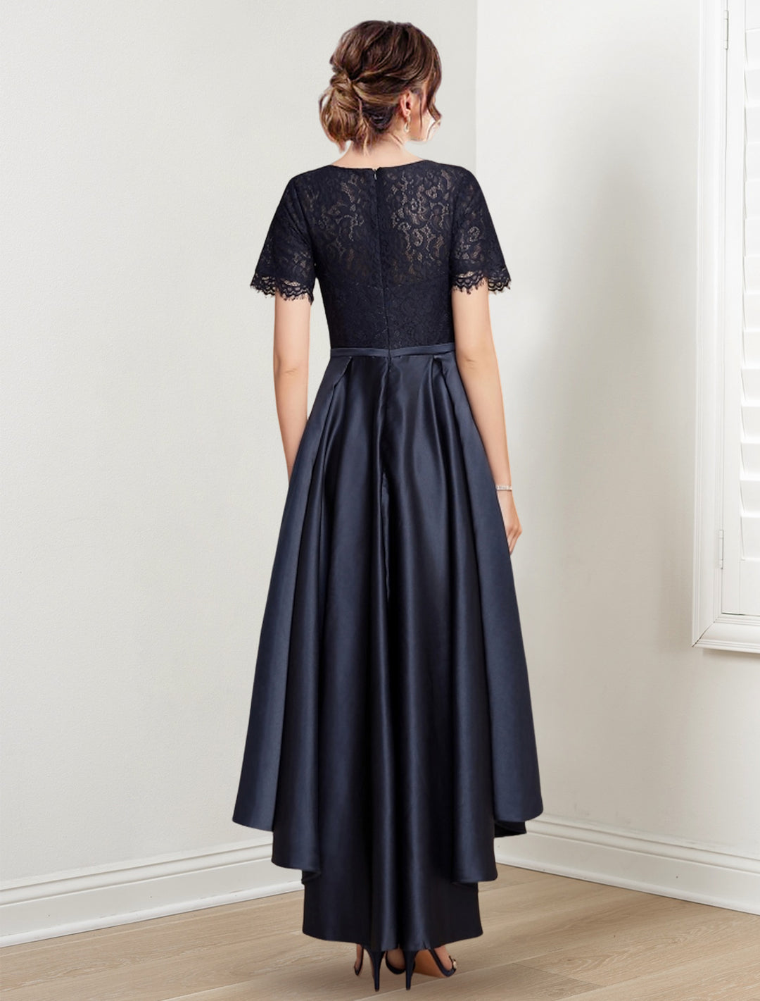 A-Line/Princess Jewel Neck Asymmetrical Mother of the Bride Dresses