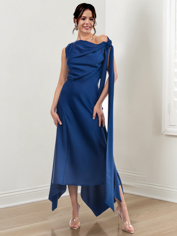 Sheath/Column Jewel Neck Tea-Length Mother of the Bride Dresses