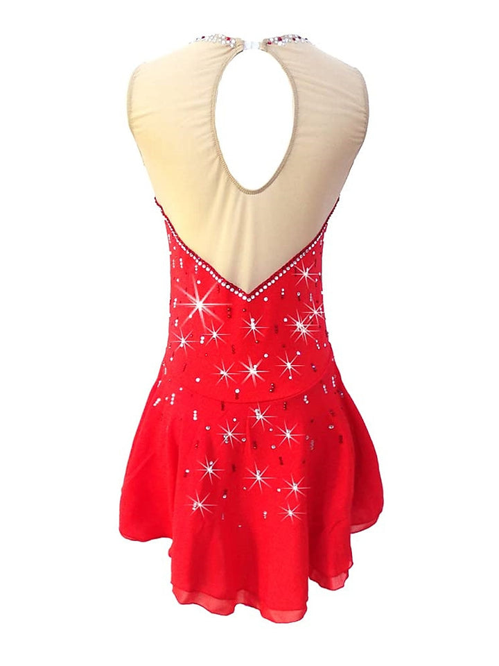 Figure Skating Dress Women's Girls' Ice Dancewear Crystal/Rhinestone Sleeveless Ice Skating Dress