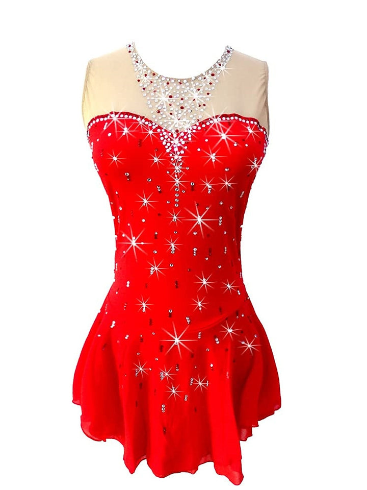 Figure Skating Dress Women's Girls' Ice Dancewear Crystal/Rhinestone Sleeveless Ice Skating Dress