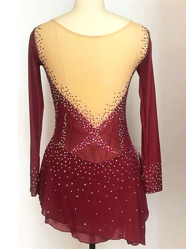 Figure Skating Dress Women's Girls' Ice Dancewear Spandex Crystal/Rhinestone Skating Dress