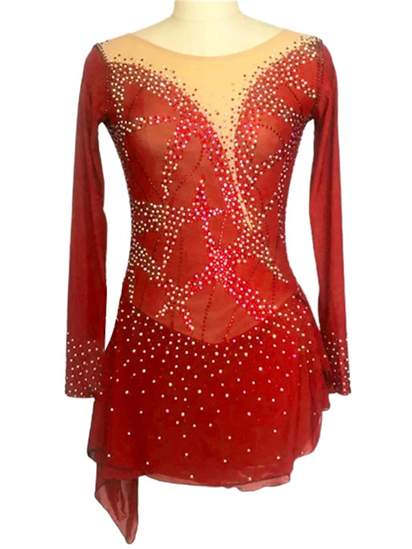 Figure Skating Dress Women's Girls' Ice Dancewear Spandex Crystal/Rhinestone Skating Dress